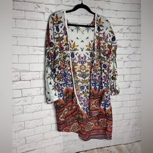 RAGA Boho Floral Open-Front Kimono‎ / Cardigan ..Size Small